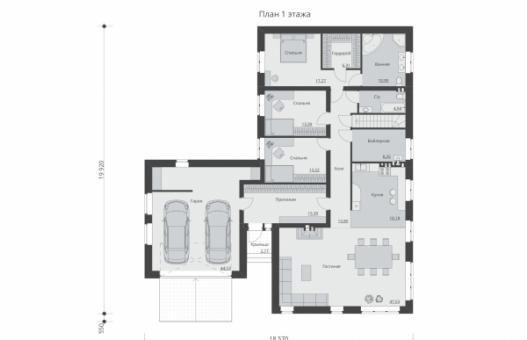 Проект одноэтажного дома с подвалом и гаражом